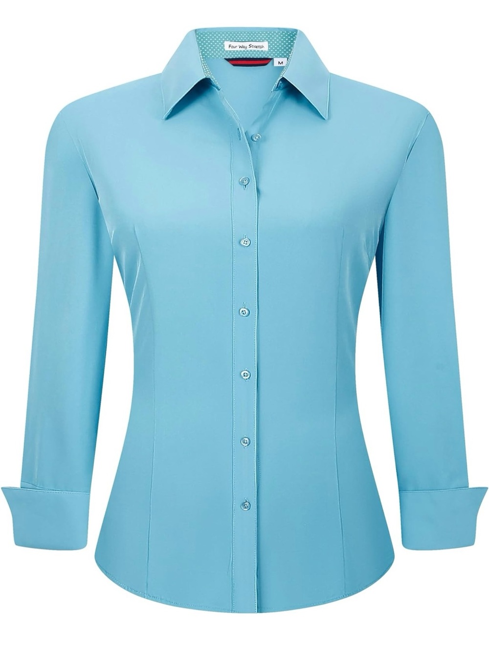 Turquoise Women's Button-Up Shirt - Classic Collared Top